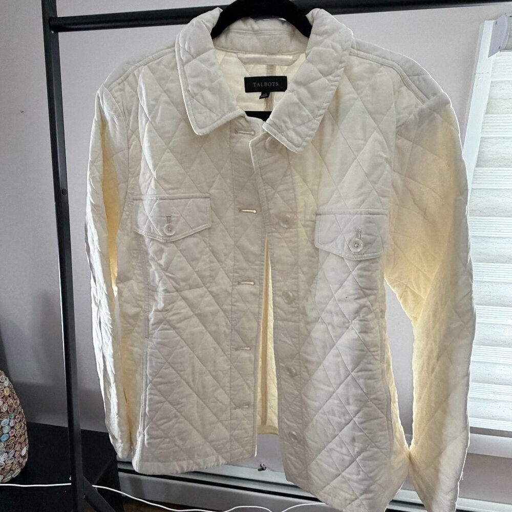 Talbots Quilted Corduroy Jacket in Ivory XL